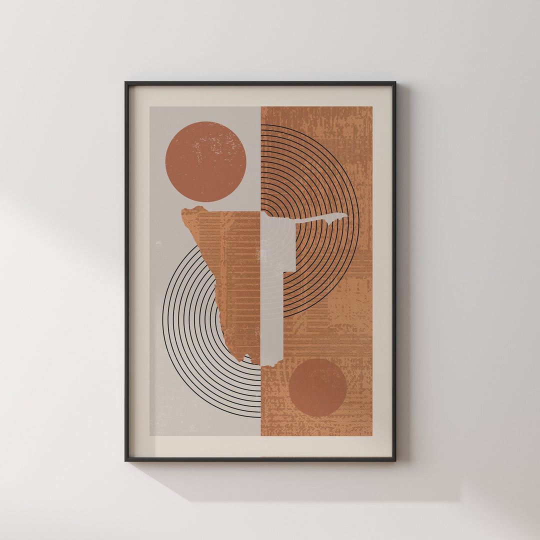 Namibia Map Wall Art Print | Boho Mid Century