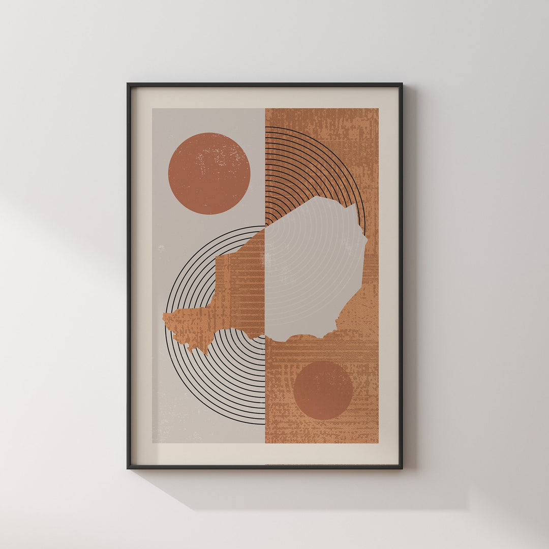 Niger Map Wall Art Print | Boho Mid Century