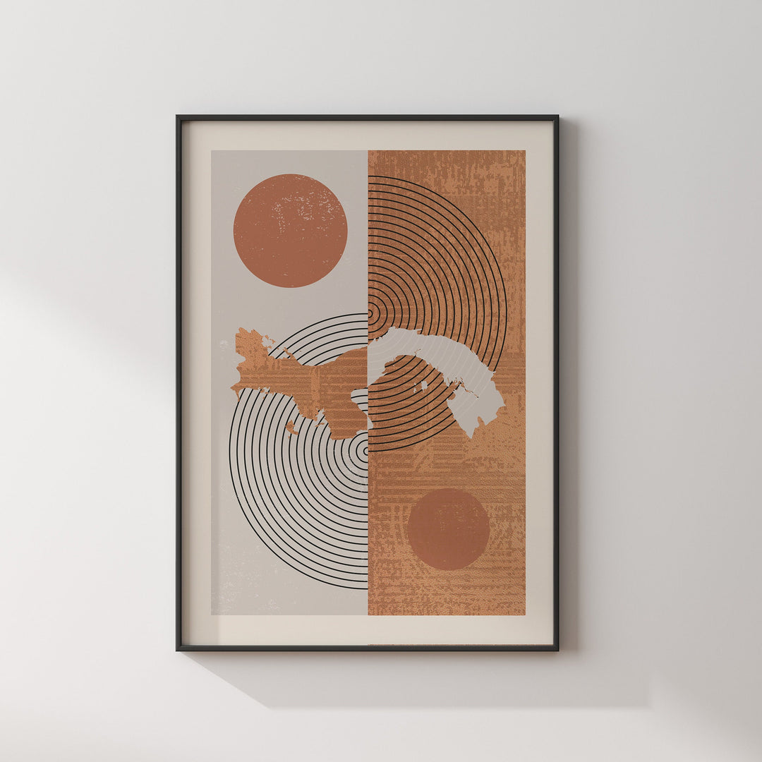Panama Map Wall Art Print | Boho Mid Century