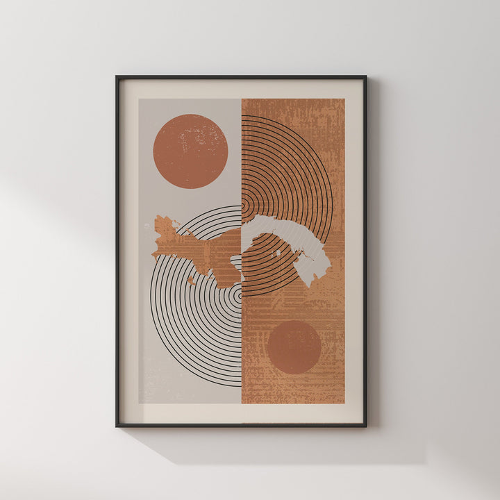 Panama Map Wall Art Print | Boho Mid Century