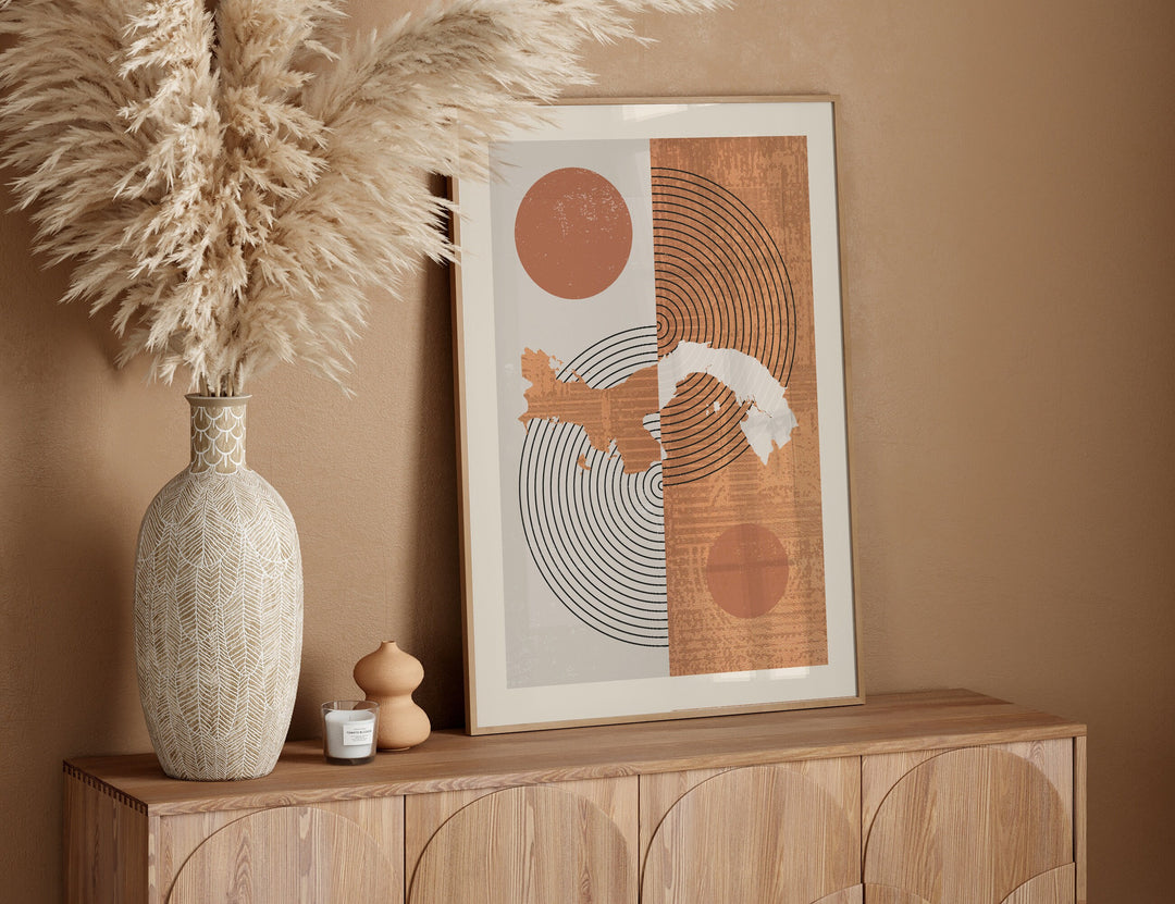 Panama Map Wall Art Print | Boho Mid Century