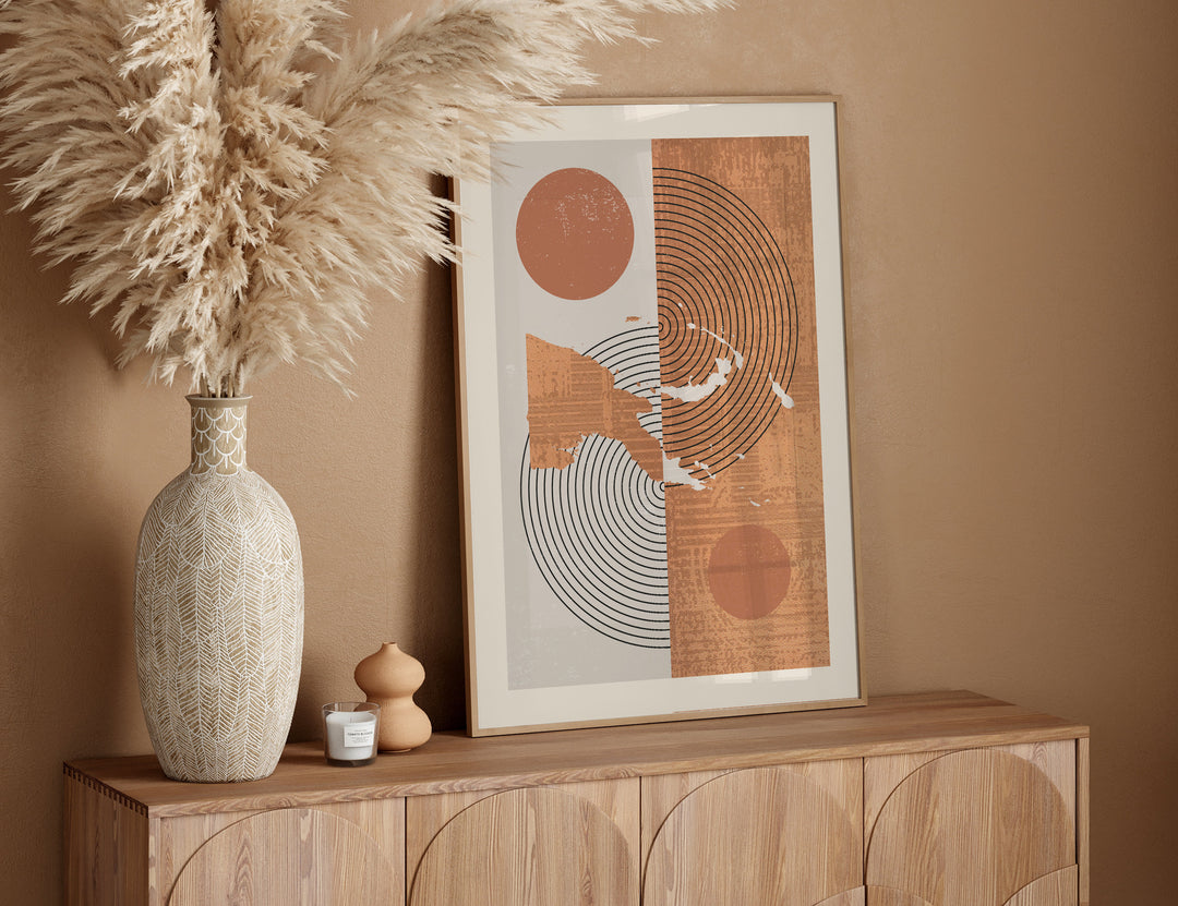 Papua New Guinea Map Wall Art Print | Boho Mid Century