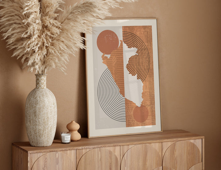 Peru Map Wall Art Print | Boho Mid Century
