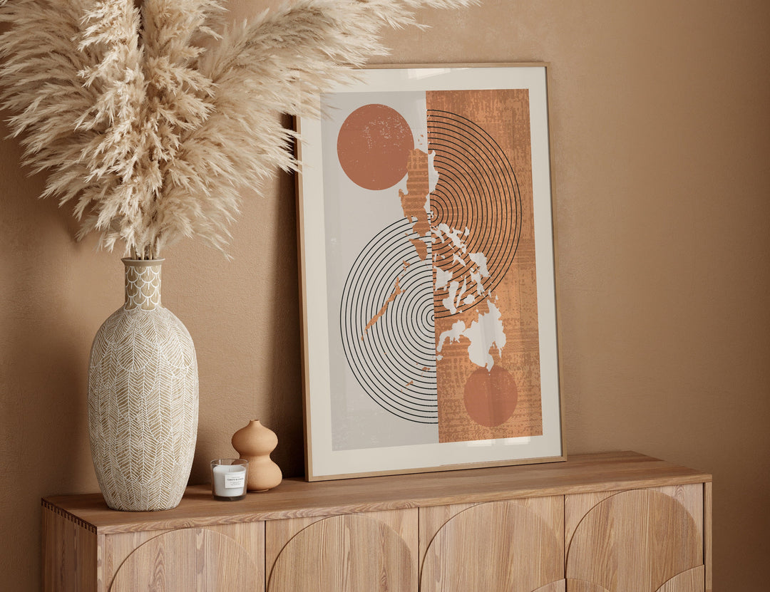 Philippines Map Wall Art Print | Boho Mid Century