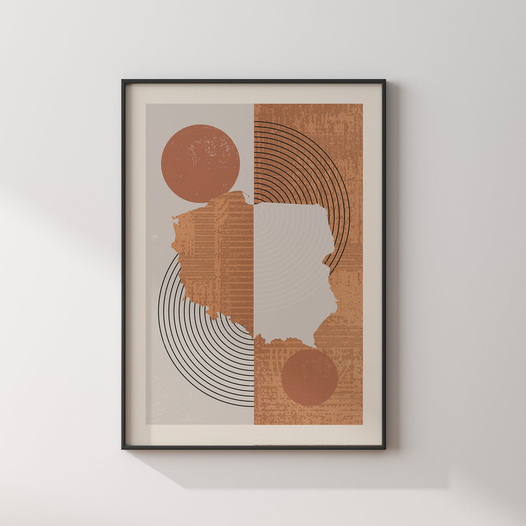 Poland Map Wall Art Print | Boho Mid Century