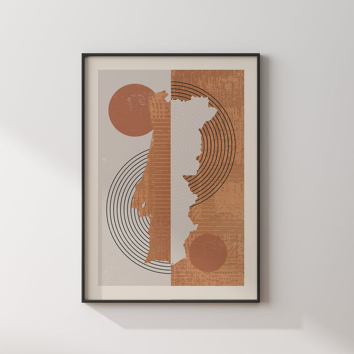 Portugal Map Wall Art Print | Boho Mid Century