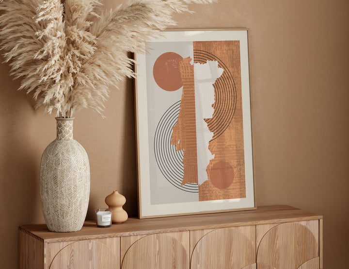 Portugal Map Wall Art Print | Boho Mid Century