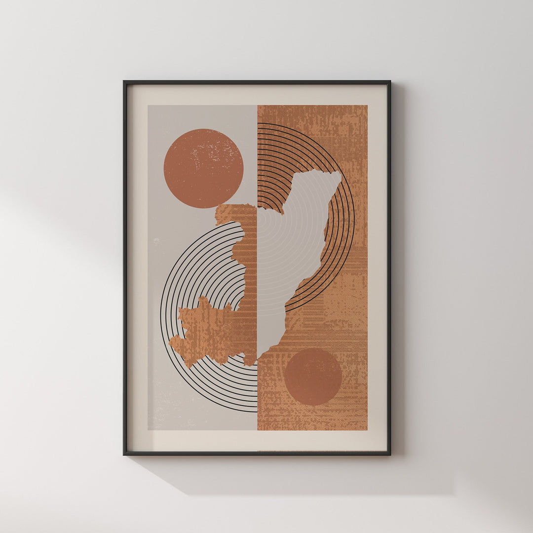 Republic of the Congo Map Wall Art Print | Boho Mid Century
