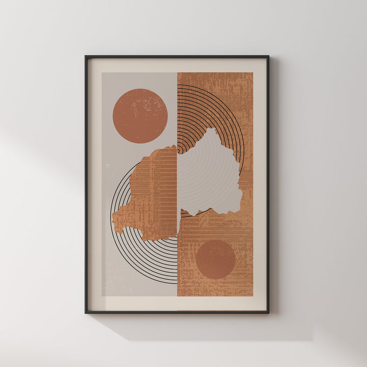 Rwanda Map Wall Art Print | Boho Mid Century