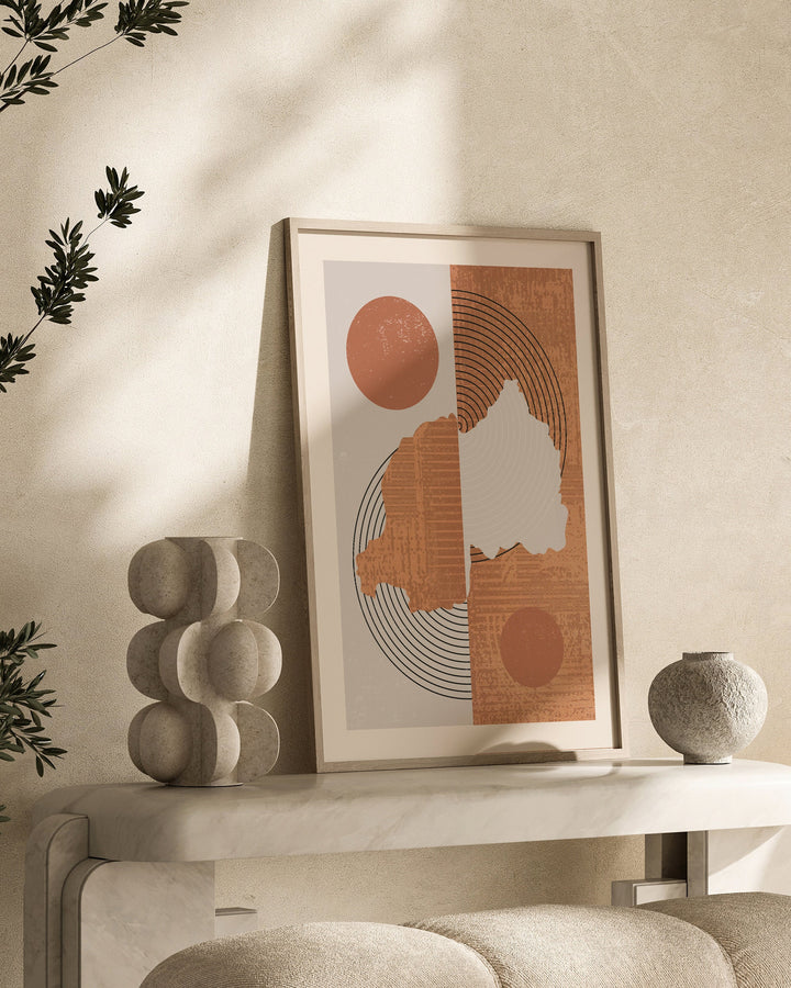 Rwanda Map Wall Art Print | Boho Mid Century