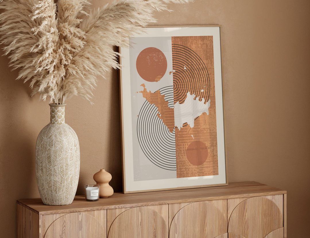 Saint Barthelemy Map Wall Art Print | Boho Mid Century