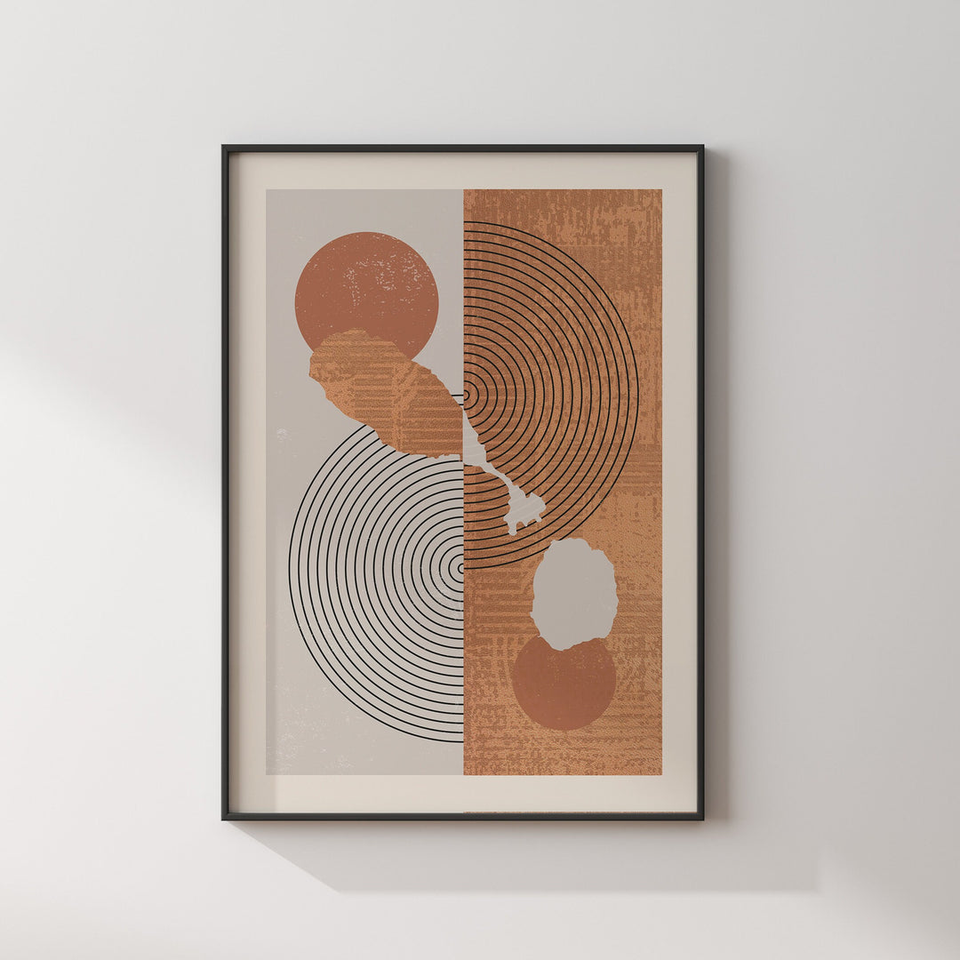 Saint Kitts & Nevis Map Wall Art Print | Boho Mid Century