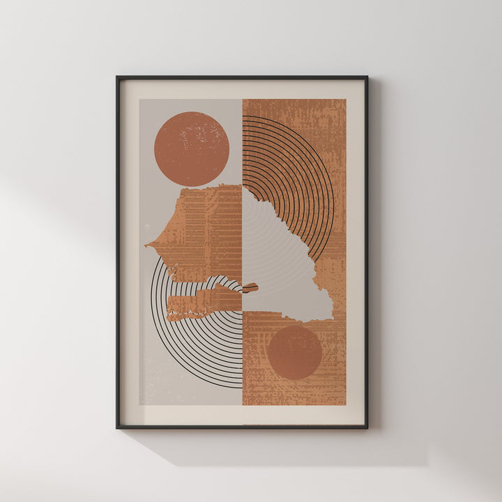 Senegal Map Wall Art Print | Boho Mid Century