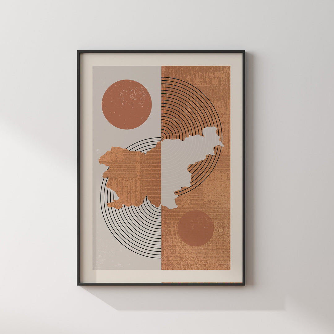 Slovenia Map Wall Art Print | Boho Mid Century