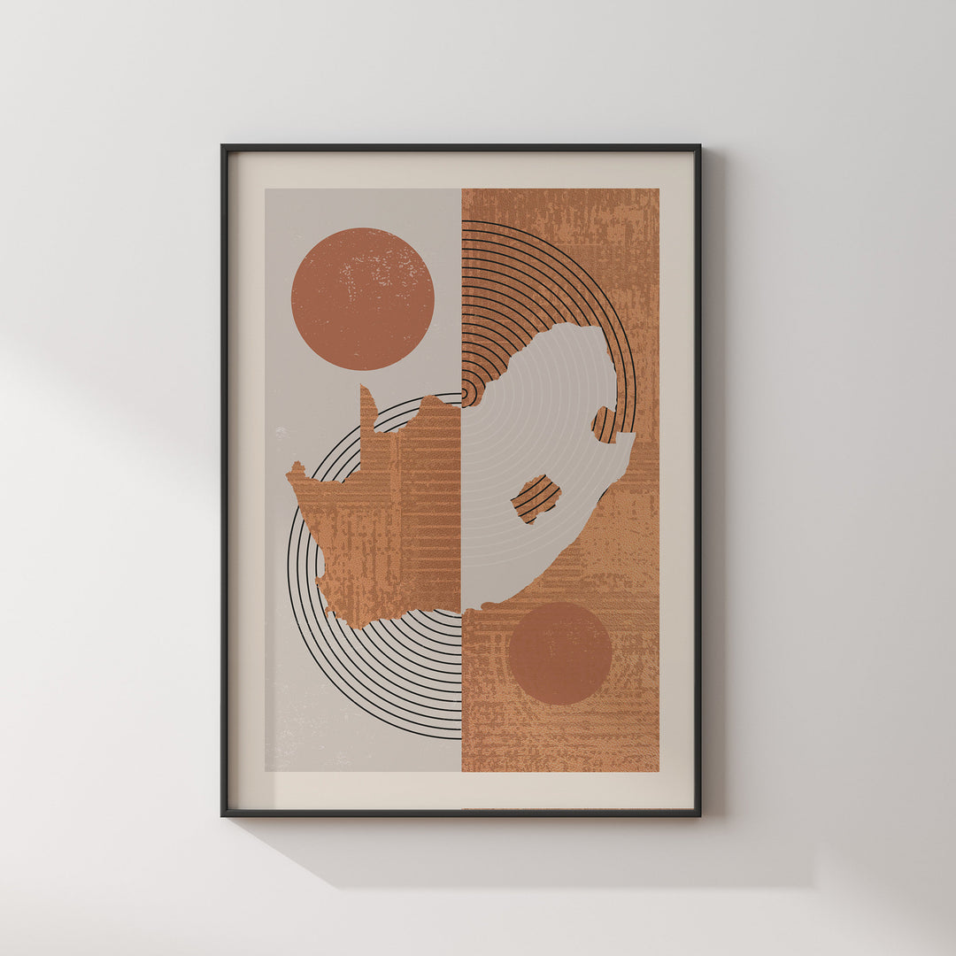 South Africa Map Wall Art Print | Boho Mid Century