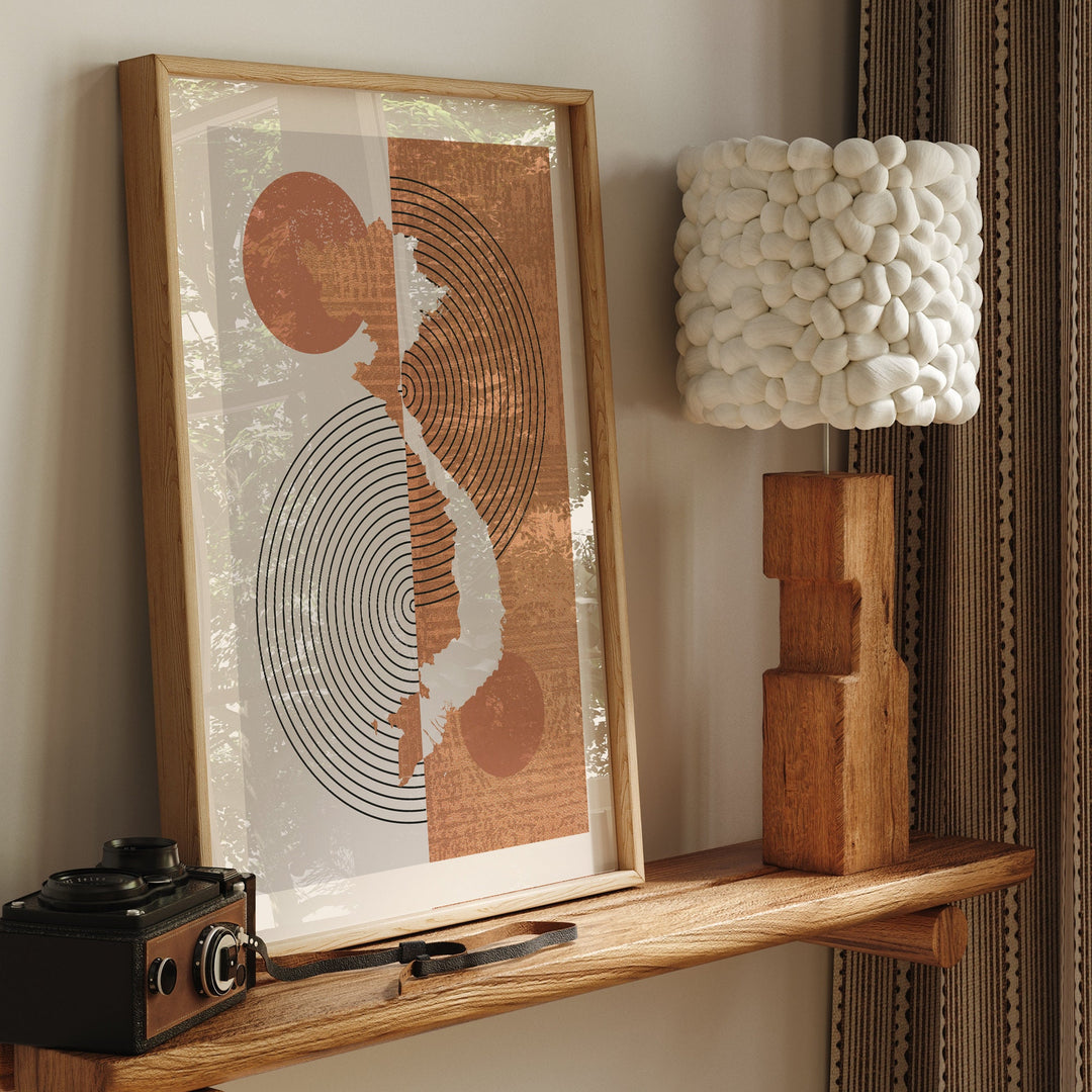 Vietnam Map Wall Art Print | Boho Mid Century