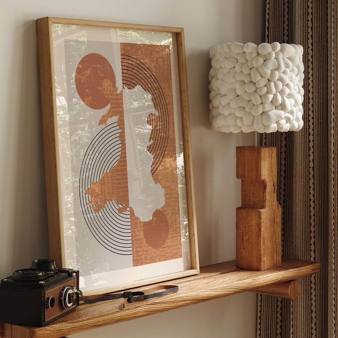 Wales Map Wall Art Print | Boho Mid Century