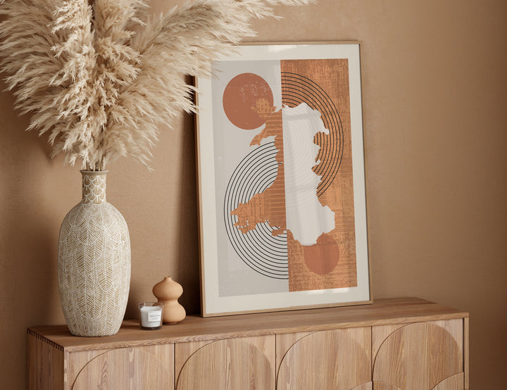 Wales Map Wall Art Print | Boho Mid Century