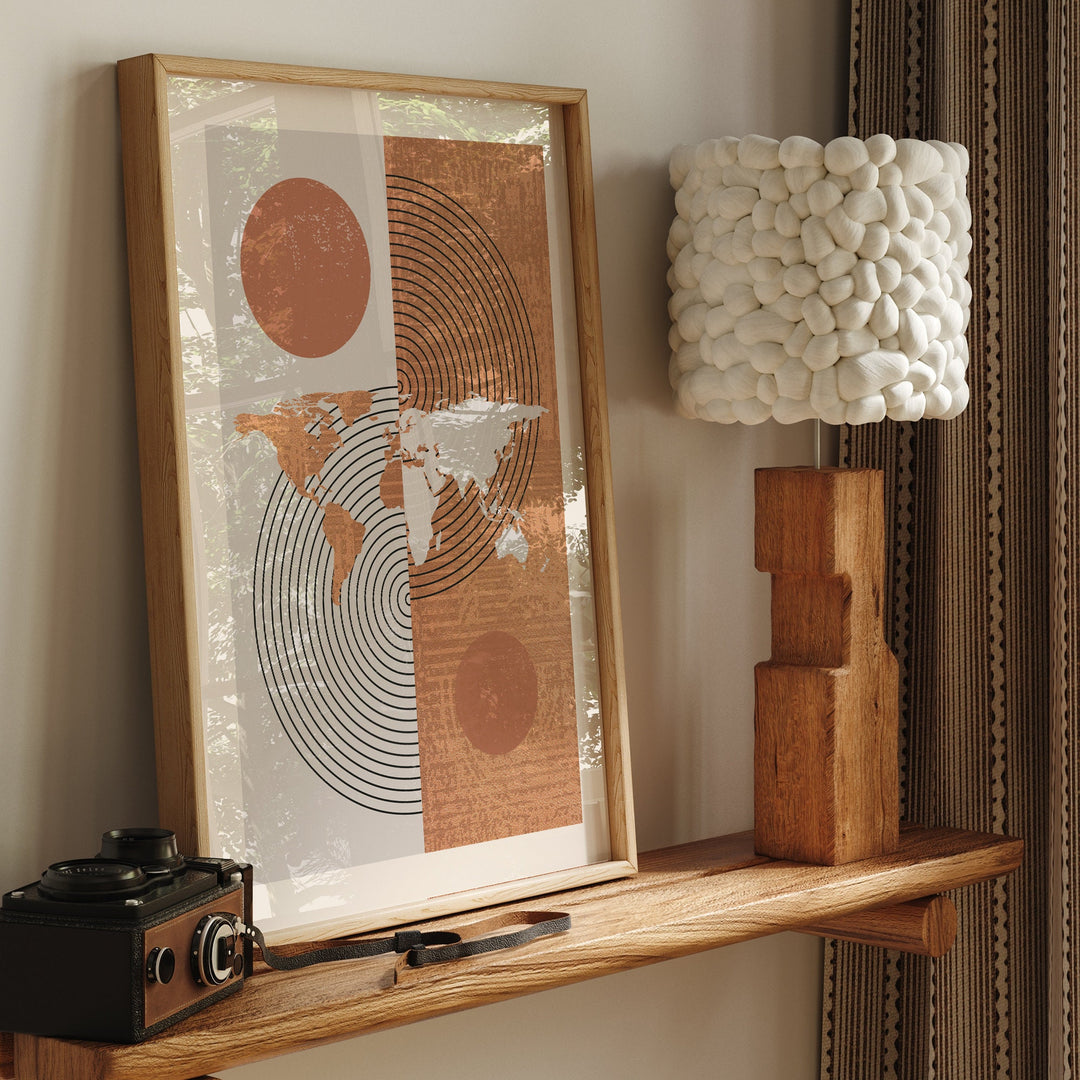 World Map Wall Art Print | Boho Mid Century