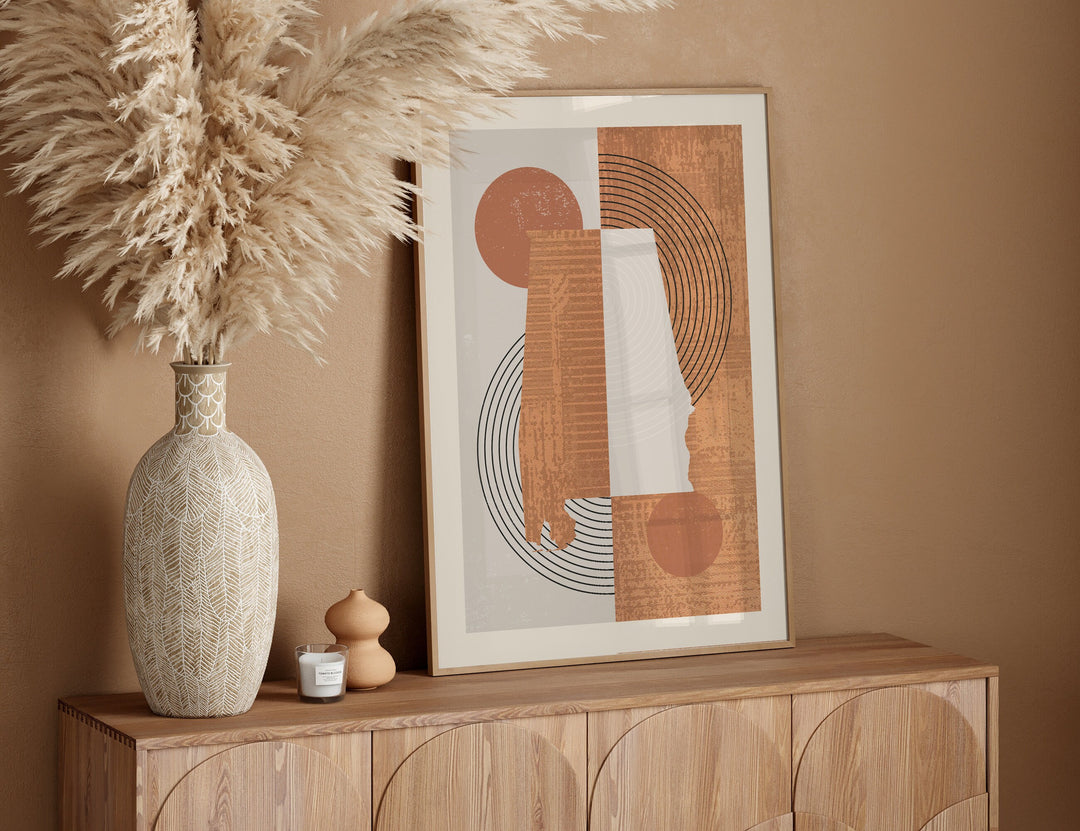 Alabama Map Wall Art Print | Boho Mid Century | USA | United States of America
