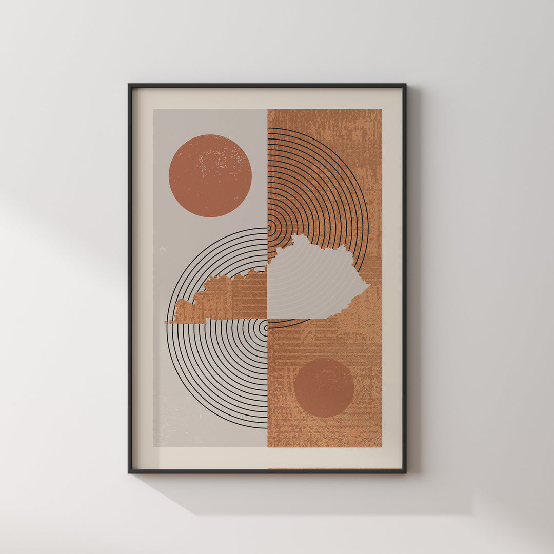 Kentucky Map Boho Wall Art Print | Mid Century | USA | United States of America