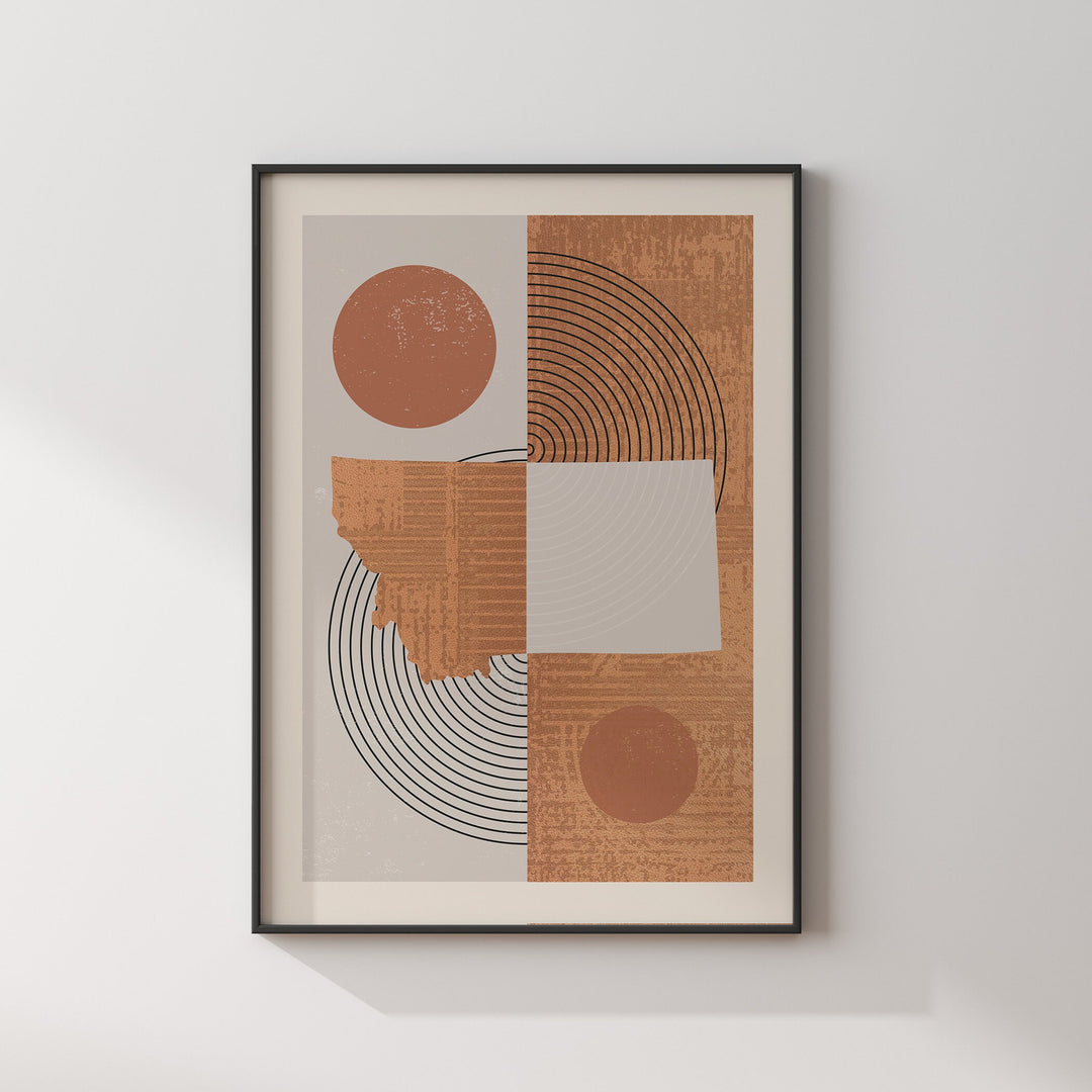 Montana Map Boho Wall Art Print | Mid Century | USA | United States of America