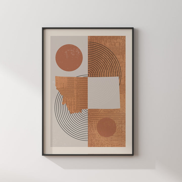 Montana Map Boho Wall Art Print | Mid Century | USA | United States of America