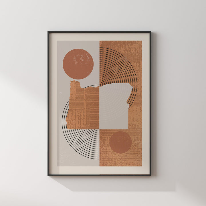 Oregon Map Boho Wall Art Print | Mid Century | USA | United States of America
