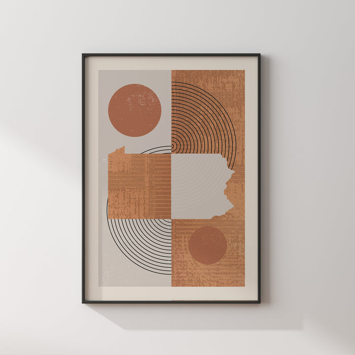 Pennsylvania Map Boho Wall Art Print | Mid Century | USA | United States of America
