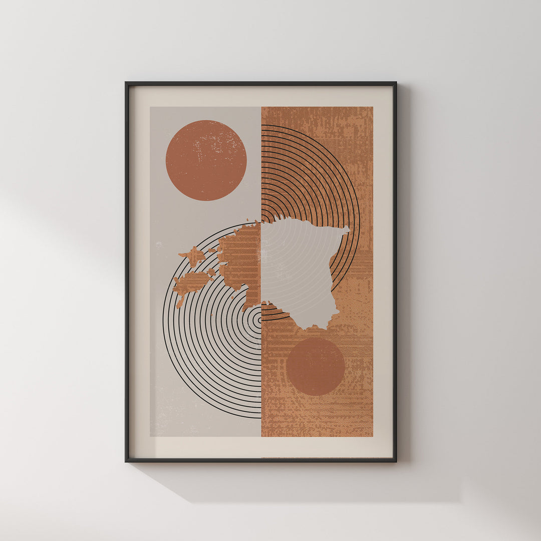 Estonia Map Wall Art Print | Boho Mid Century