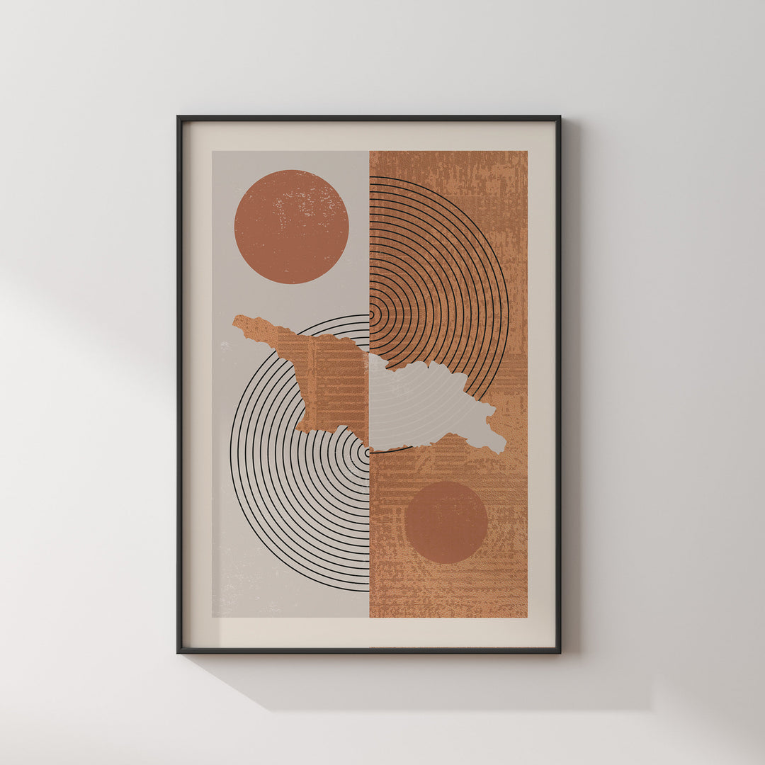 Georgia Map Wall Art Print | Boho Mid Century