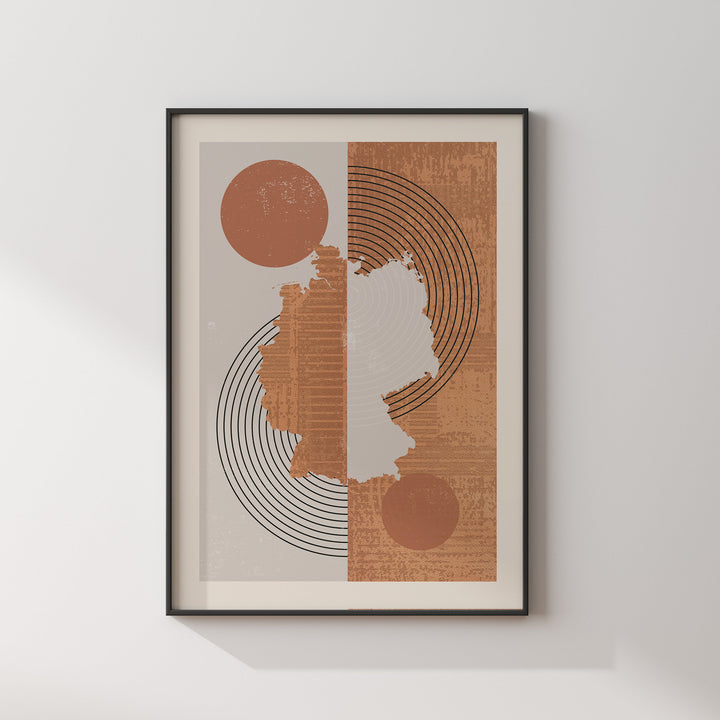 Germany Map Wall Art Print | Boho Mid Century