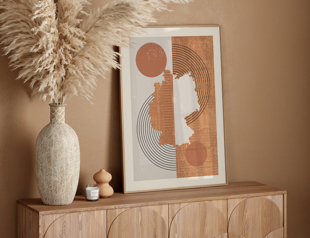 Germany Map Wall Art Print | Boho Mid Century