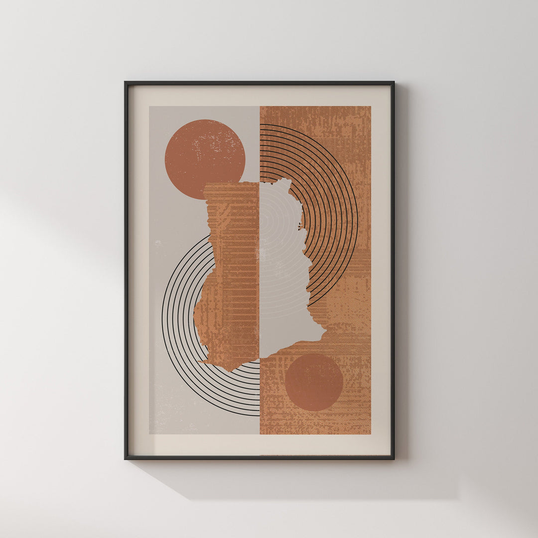 Ghana Map Wall Art Print | Boho Mid Century