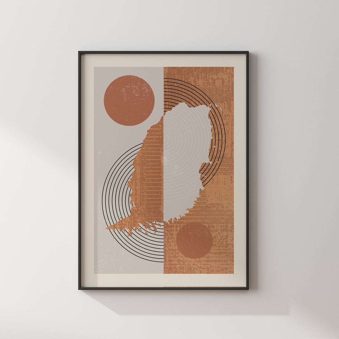 Grenada Map Wall Art Print | Boho Mid Century