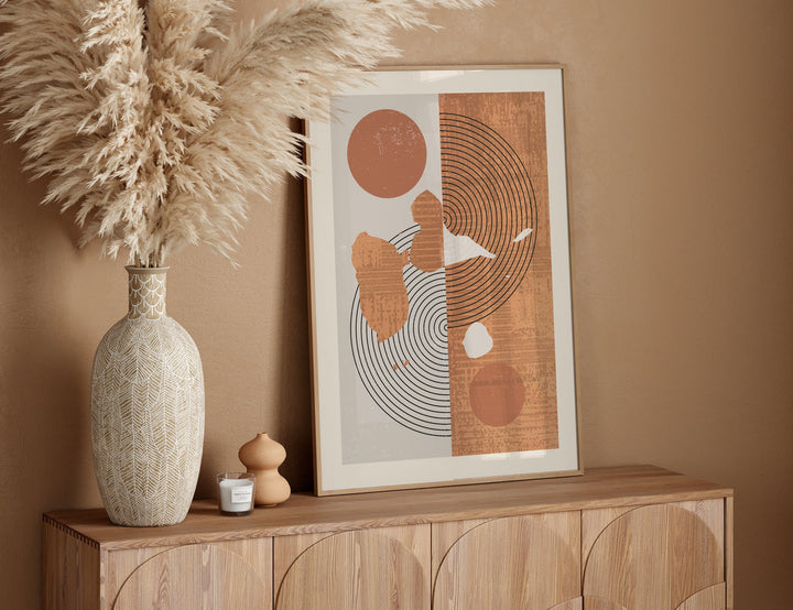 Guadeloupe Map Wall Art Print | Boho Mid Century