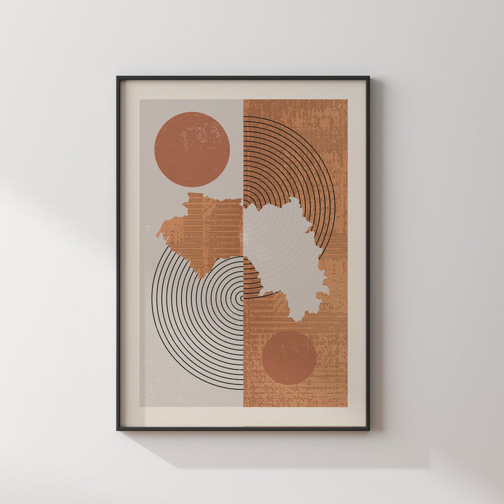Guinea Map Wall Art Print | Boho Mid Century
