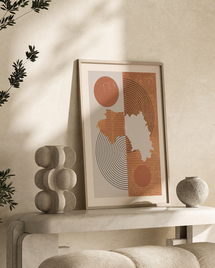 Guinea Map Wall Art Print | Boho Mid Century