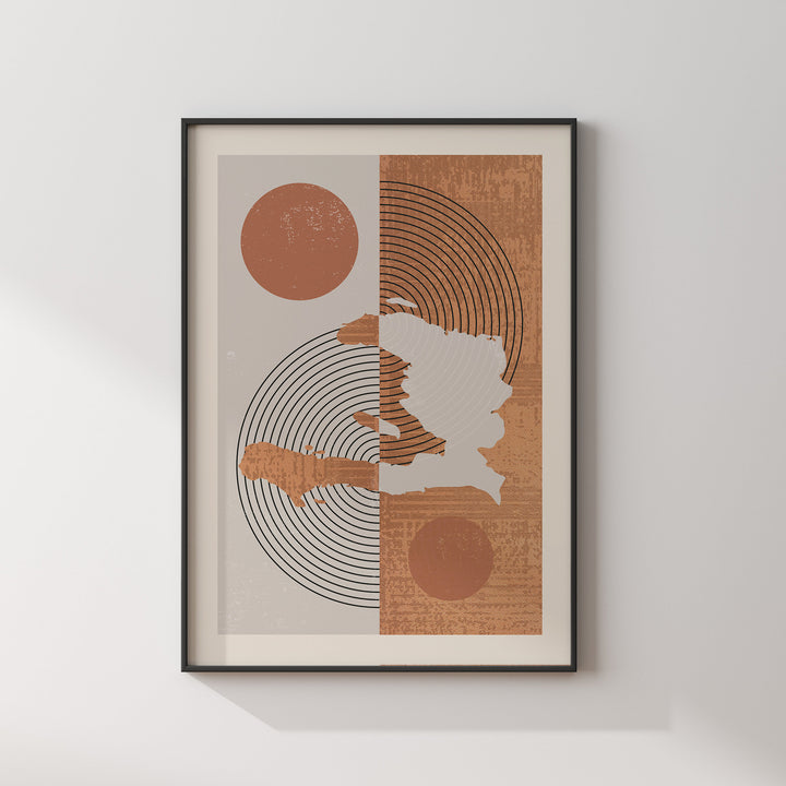 Haiti Map Wall Art Print | Boho Mid Century