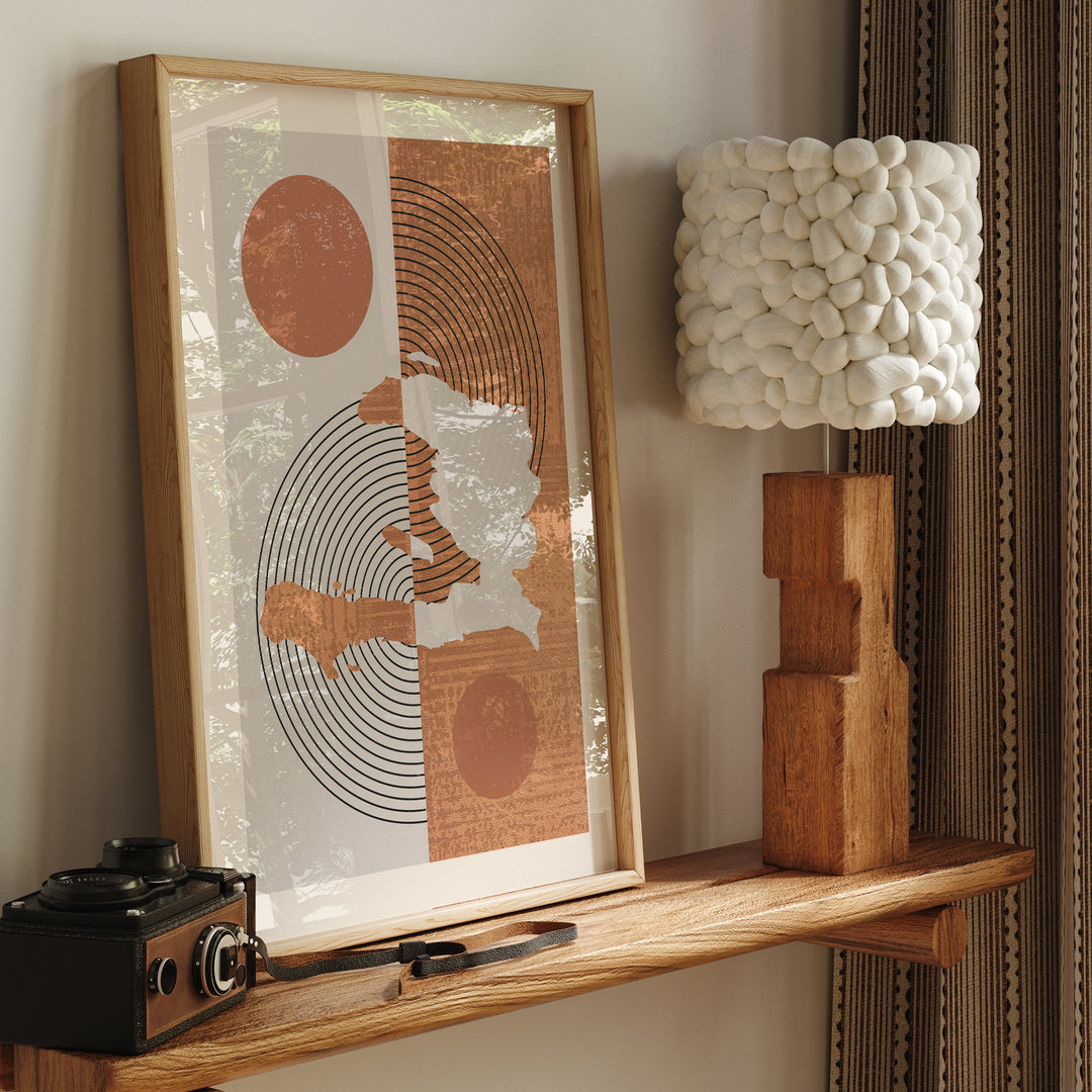 Haiti Map Wall Art Print | Boho Mid Century