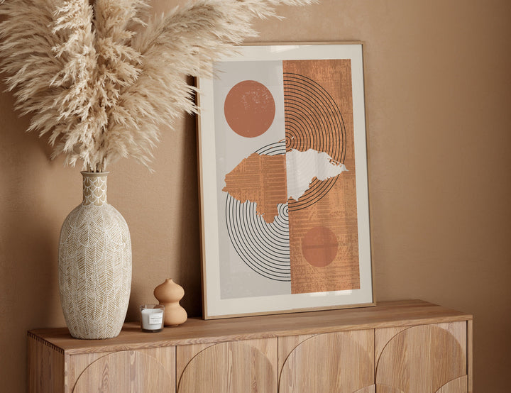 Honduras Map Wall Art Print | Boho Mid Century