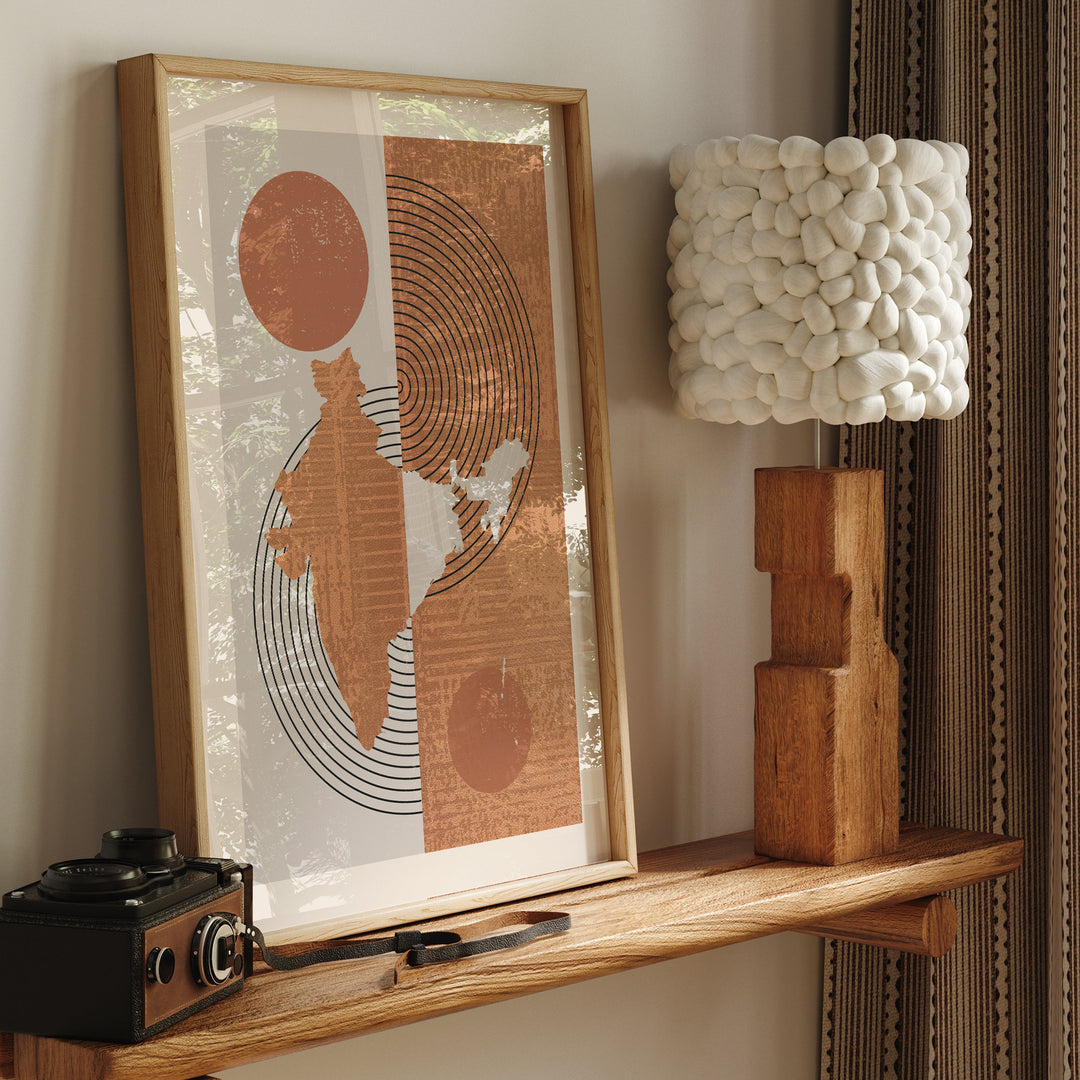India Map Wall Art Print | Boho Mid Century