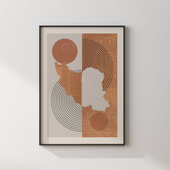 Iran Map Wall Art Print | Boho Mid Century