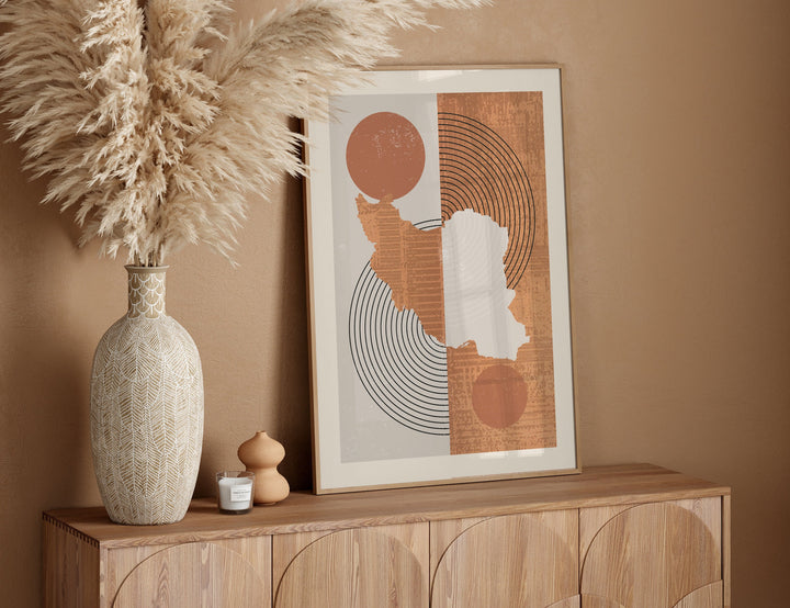 Iran Map Wall Art Print | Boho Mid Century