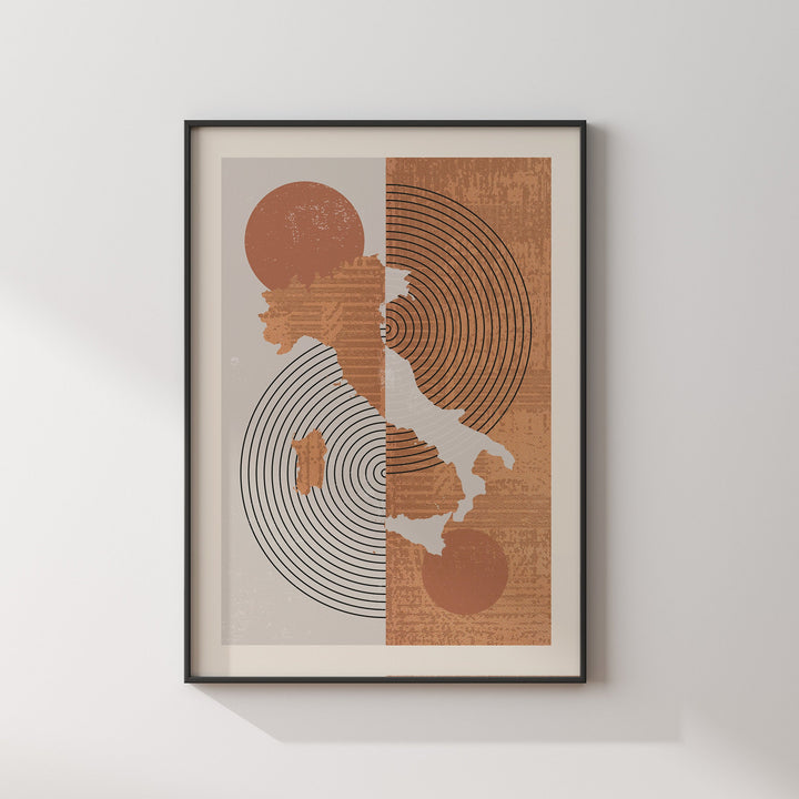 Italy Map Wall Art Print | Boho Mid Century