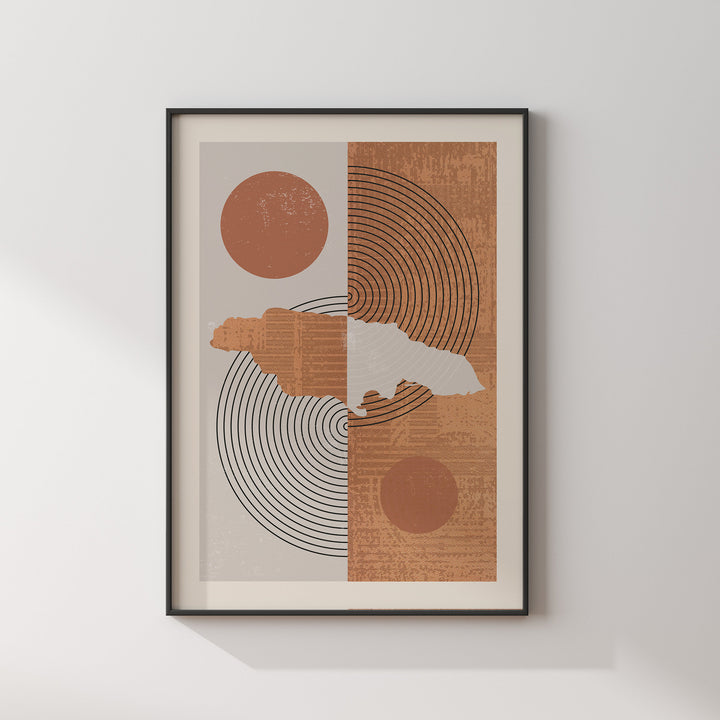 Jamaica Map Wall Art Print | Boho Mid Century