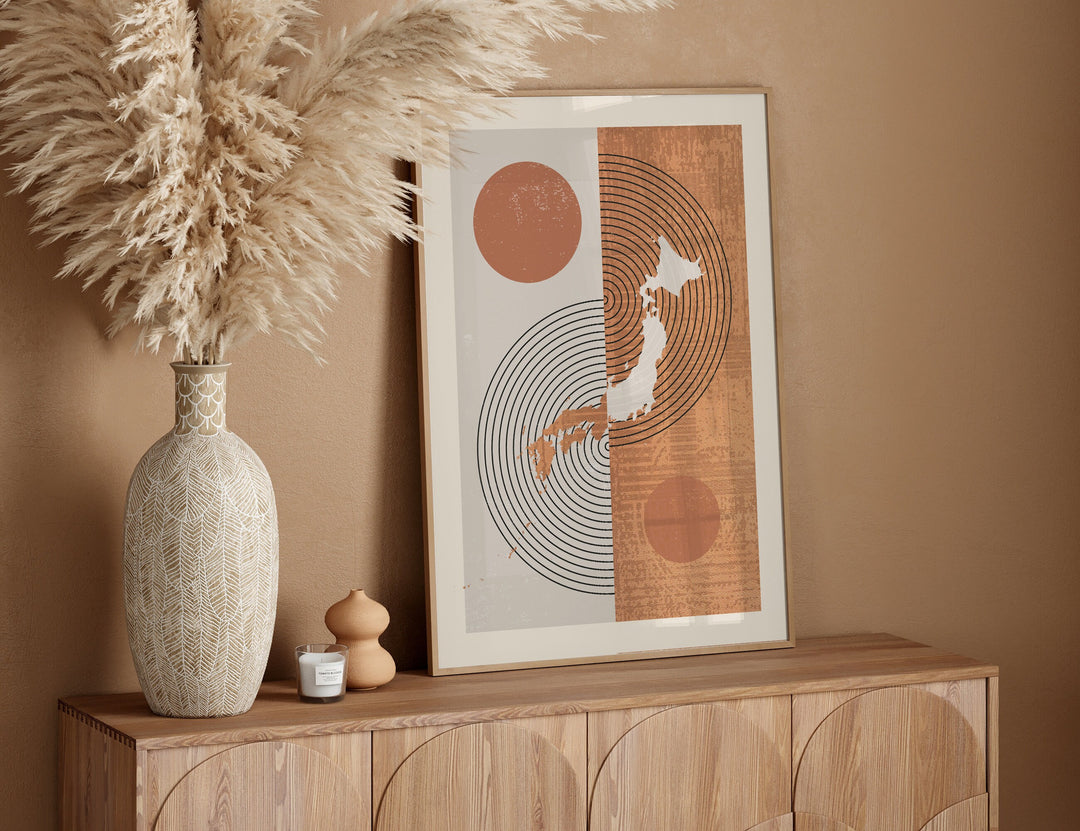 Japan Map Wall Art Print | Boho Mid Century