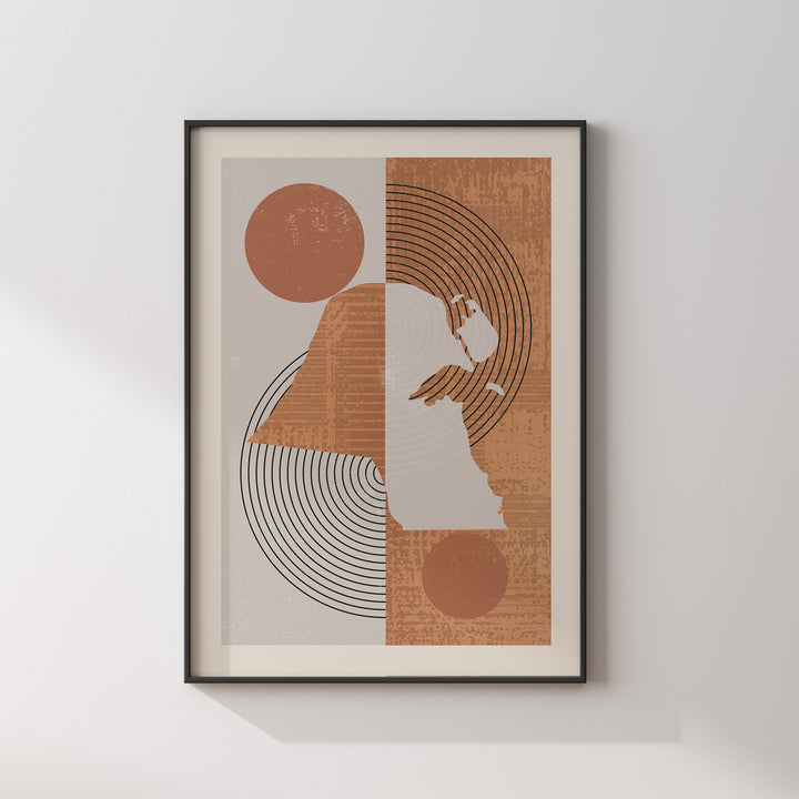 Kuwait Map Wall Art Print | Boho Mid Century