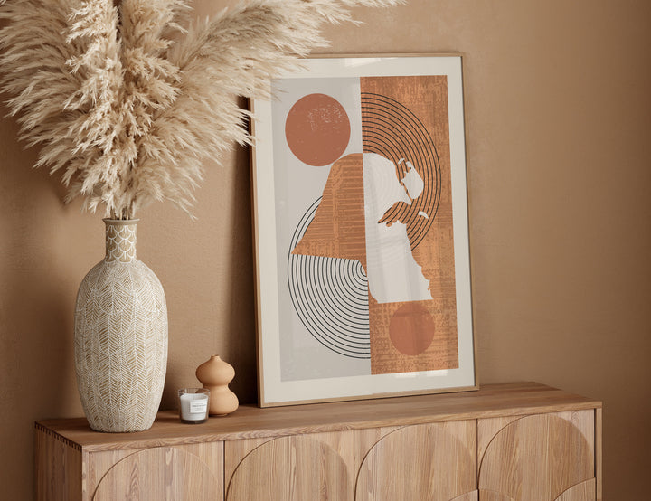 Kuwait Map Wall Art Print | Boho Mid Century