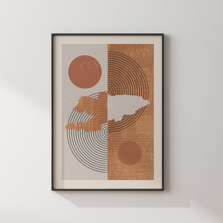 Kyrgyzstan Map Wall Art Print | Boho Mid Century